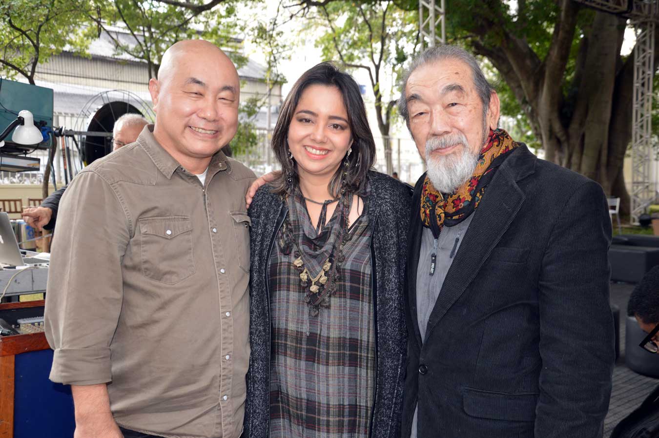 Takao Sato (Promotor de Eventos), Lissa Diniz (atriz) e o ator Kenichi Kaneko. (Foto: Luci Judice Yizima)