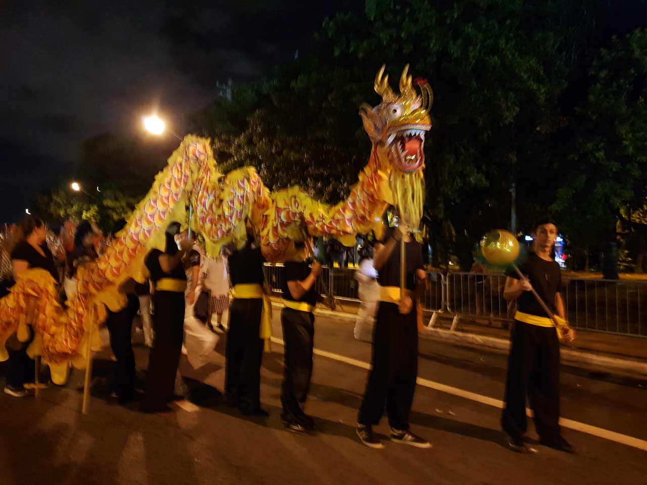 Dança do Dragão Chinês fez parte da Alegoria da Escola de Samba Brinco da Marquesa.  (Foto: Luci Judice Yizima)
